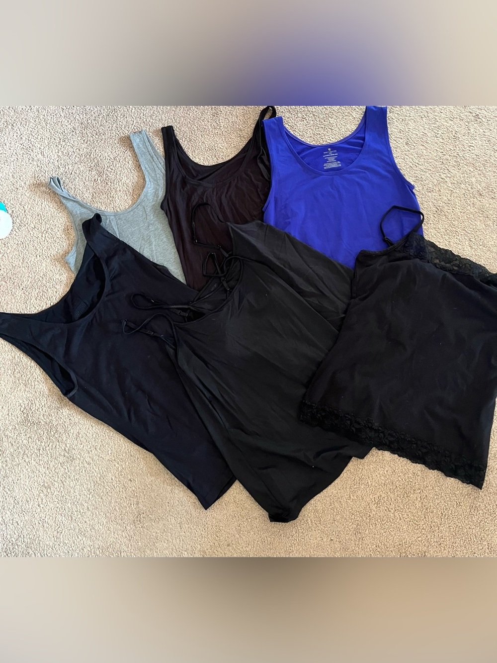 7 Mixed Tank & Cami Pack - Black, Charcoal & Royal Blue - Picture 1 of 2